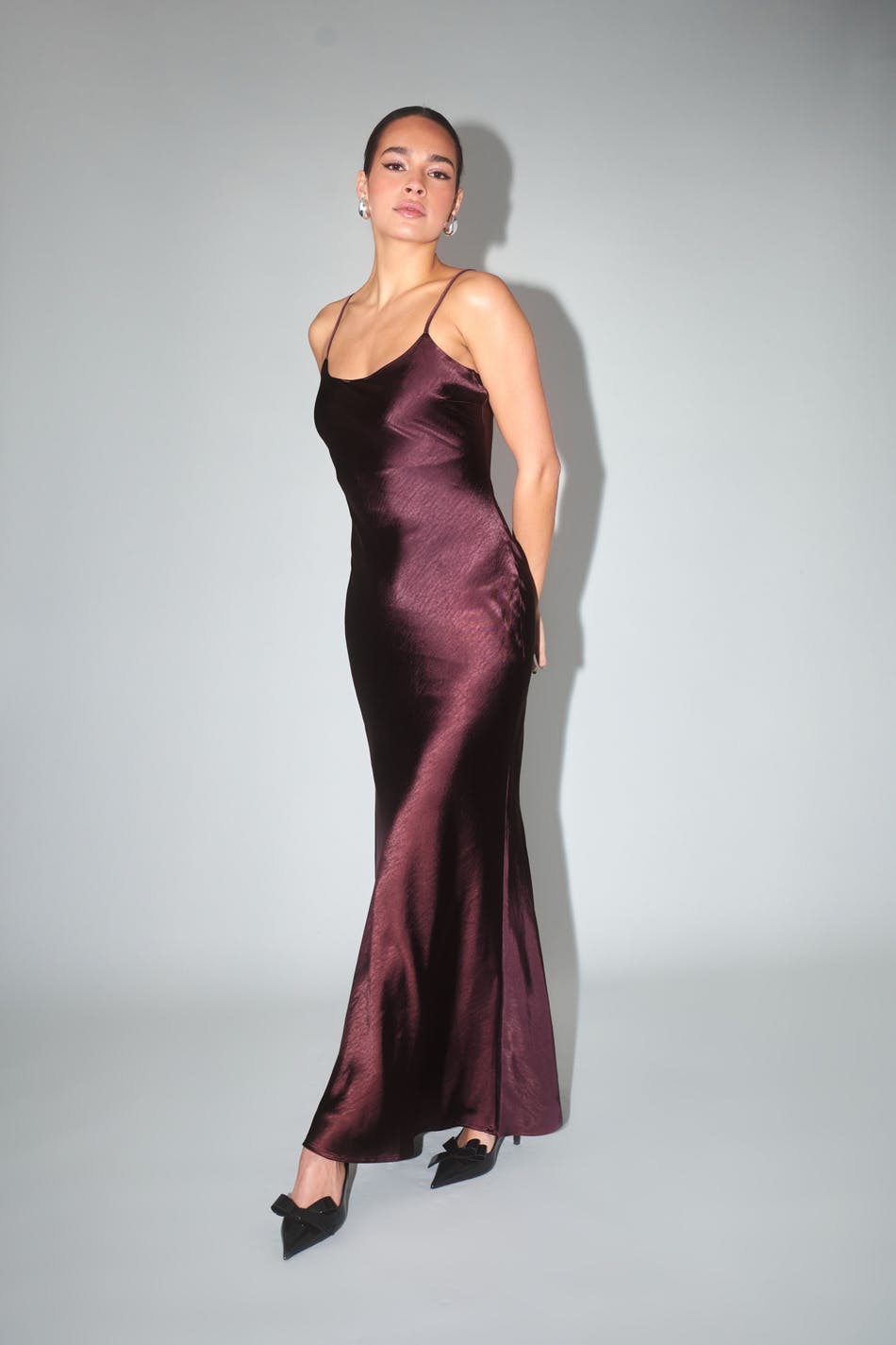 Strap satin maxi dress
