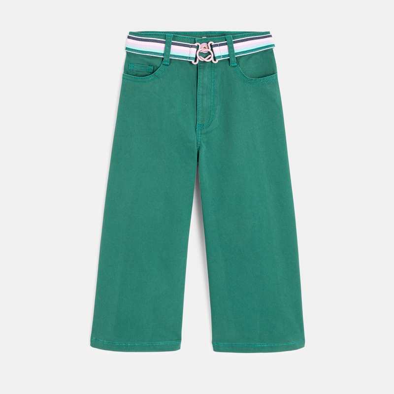 Pantalon wide 3/4 fille coton vert anglais Catimini