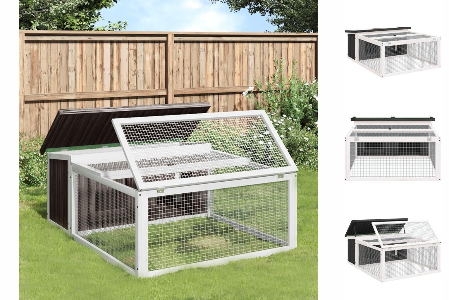 vidaXL Kleintierkäfig Kaninchenstall Grau 117,5x97x47,5 cm Massivholz Kiefer