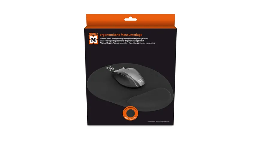 Müller Ergonomische Mausunterlage mit Handgelenkauflage, schwarz