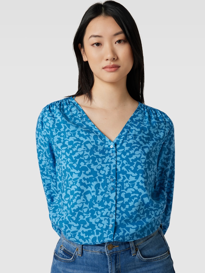 Bluse aus reiner Viskose mit Allover-Muster in blau
