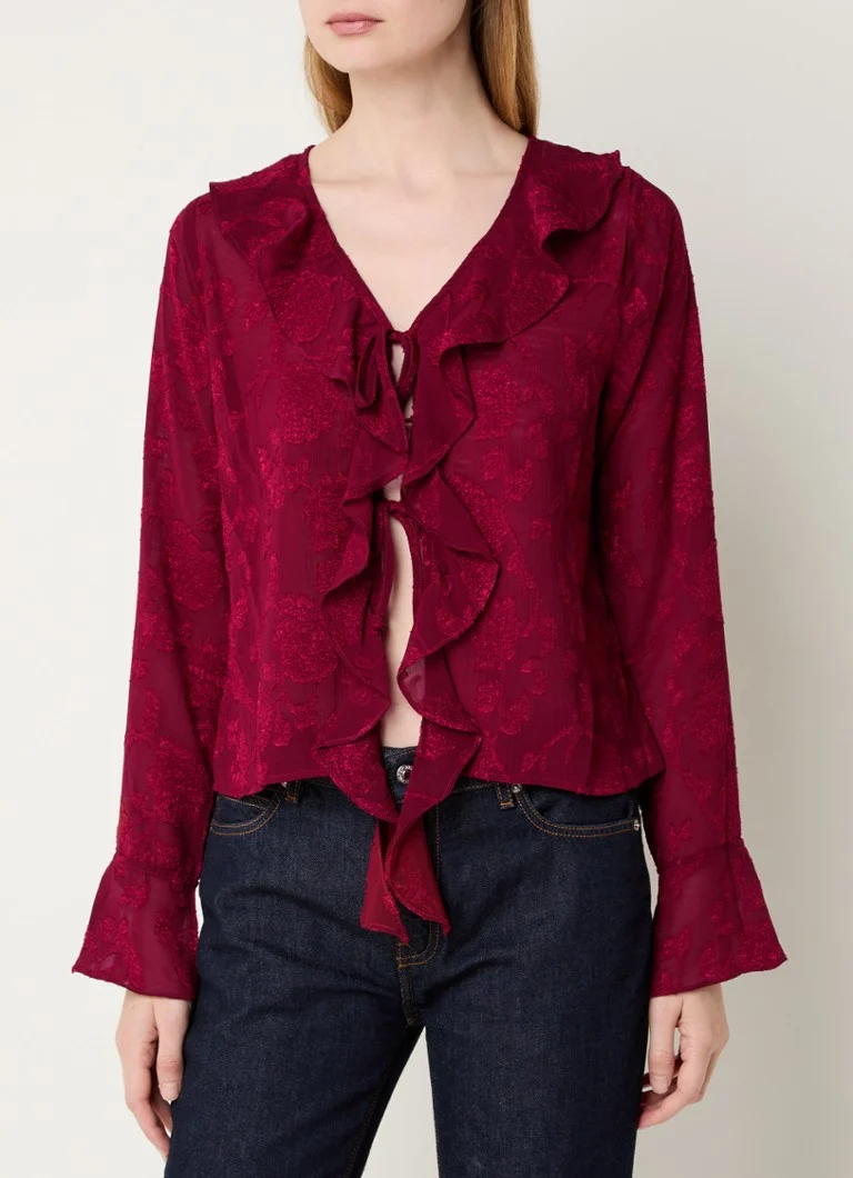 Neo Noir  Anika semi-transparante blouse met jacquard dessin