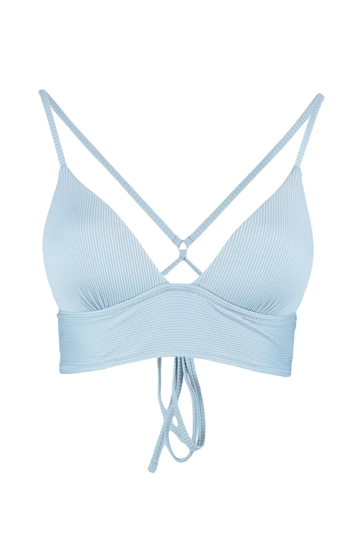 Trendyol Collection  Blaues Dreieck-Push-Up-Bikinioberteil mit Struktur TBESS21BU0010