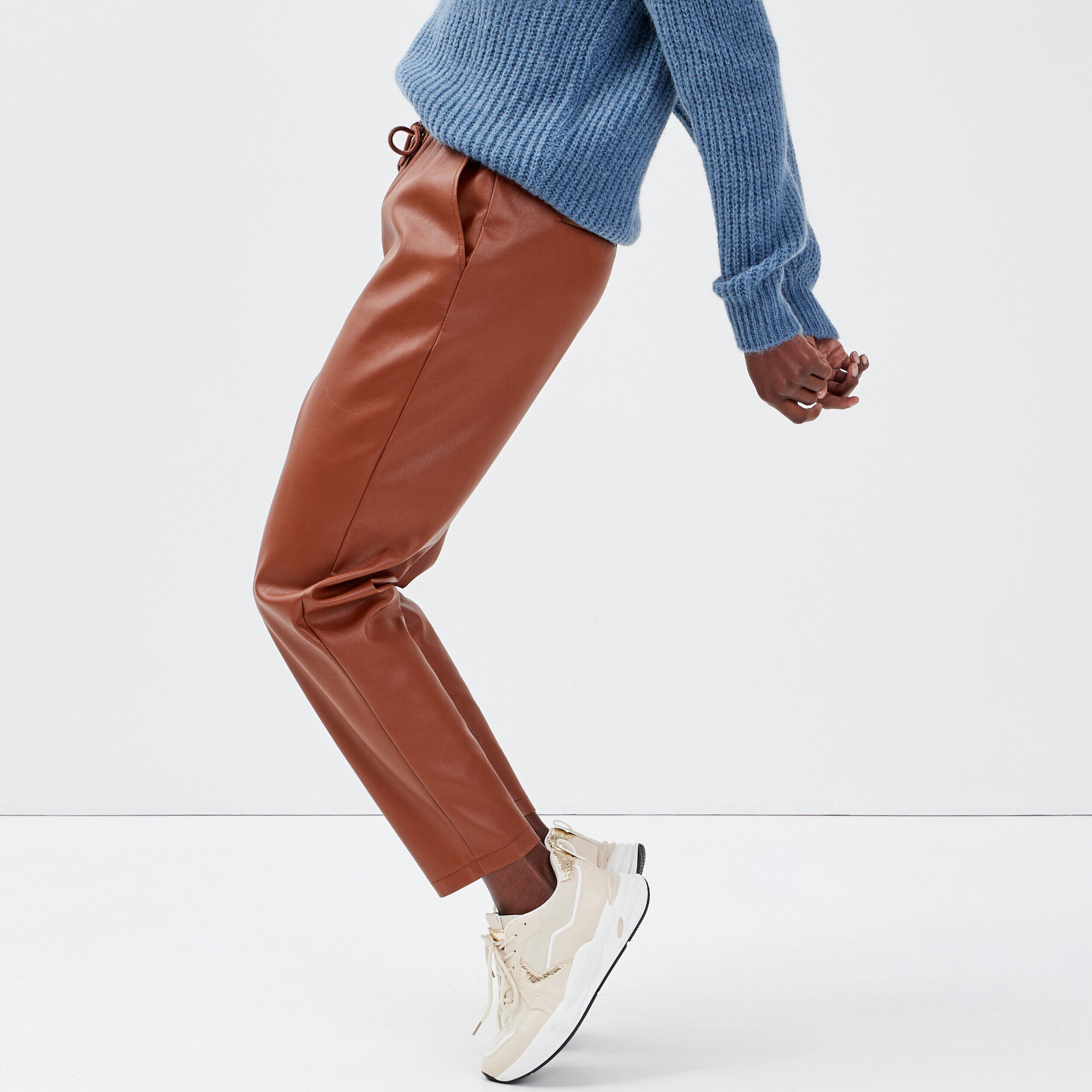Pantalon jogging droit marron cognac femme | Cache Cache
