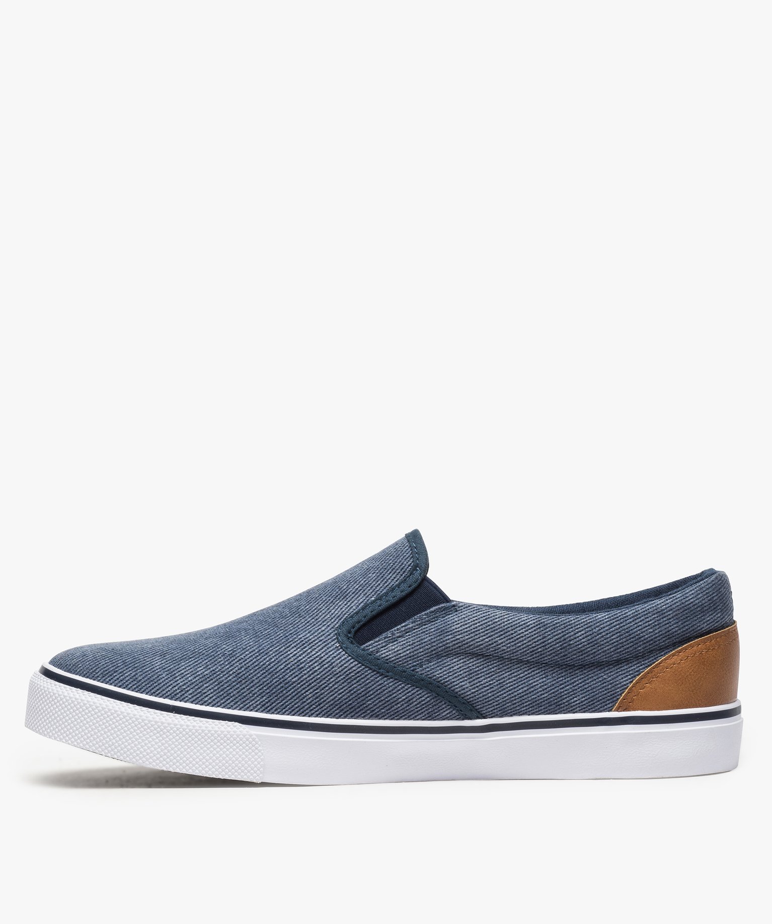 Tennis homme en toile faon slip-on bicolores denim | GEMO
