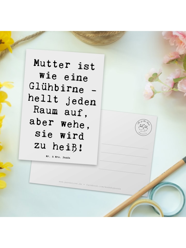 Mr. & Mrs. Panda Postkarte Mutter Glühbirne mit Spruch in Weiß günstig kaufen onesize