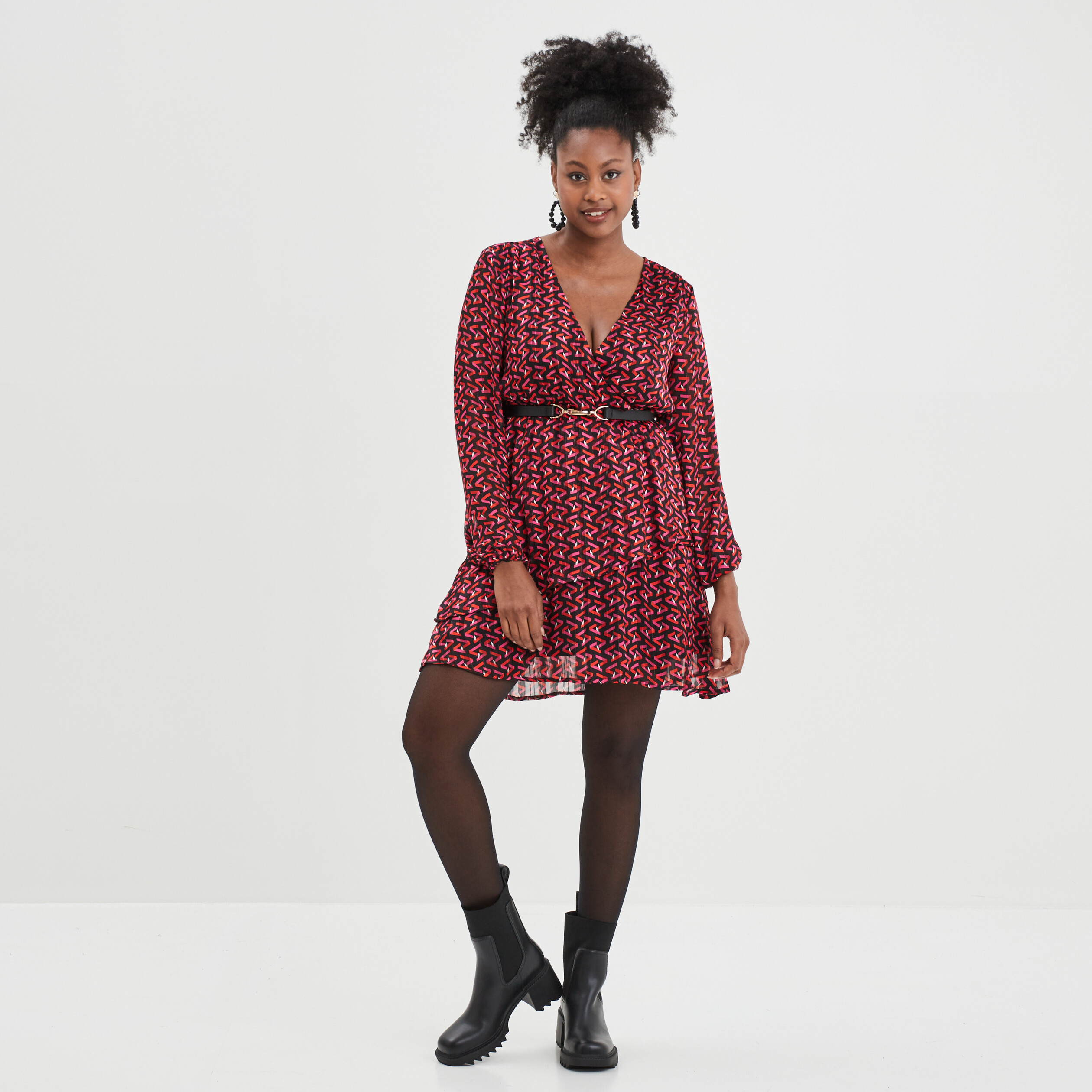Robe droite ceinturée noir femme | La Halle
