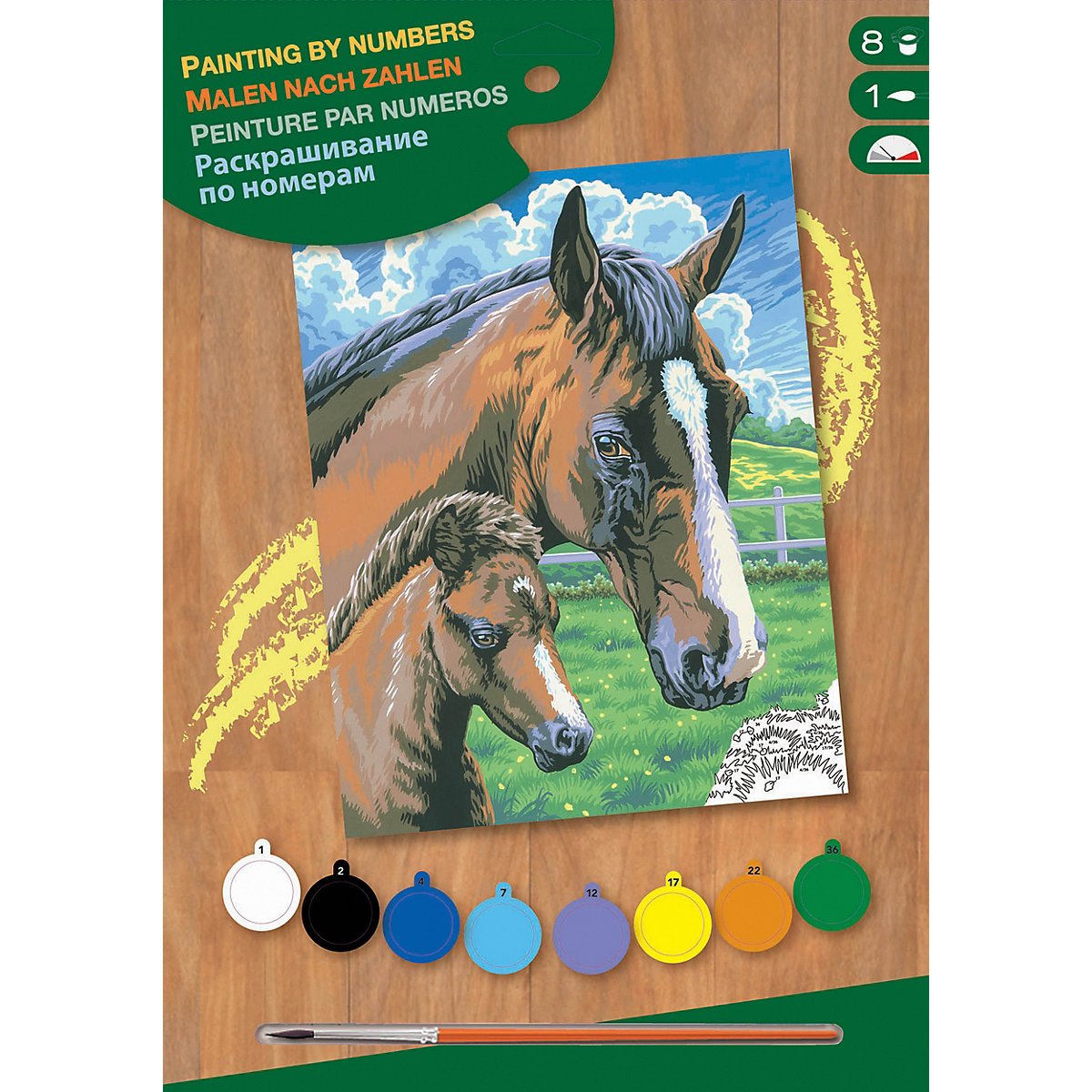 Junior Painting by Numbers - Pferd mit Fohlen