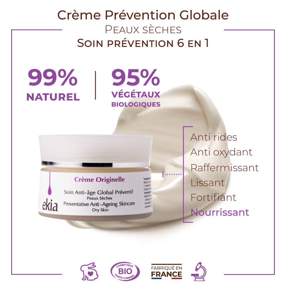 ekia Crème Originelle PS Crème prévention 6 en 1 -Anti-âge global - Certifiée bio
