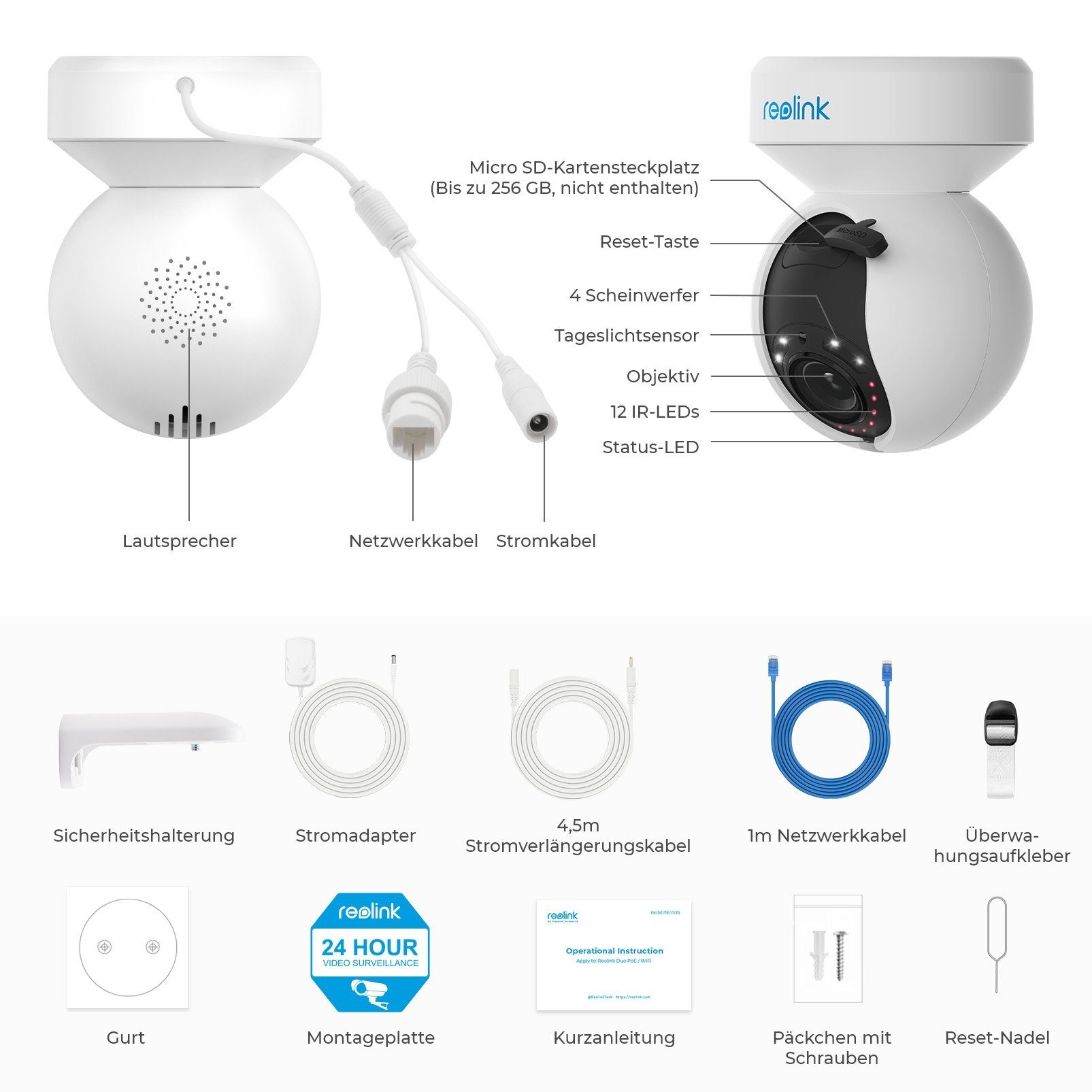 Reolink E1 Outdoor 5MP PTZ 2.4/5G WLAN IP Überwachungskamera (1-tlg., Außenbereich)