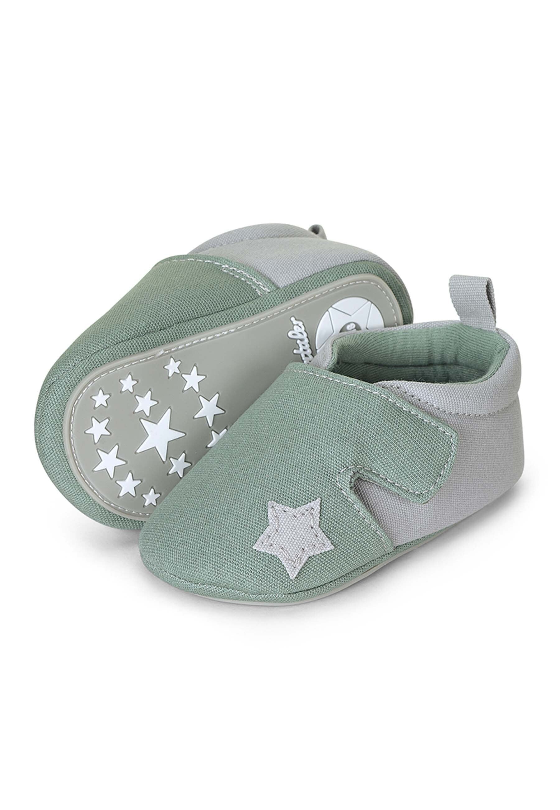 Baby Krabbelschuh aus Canvas mit Applikation Stern