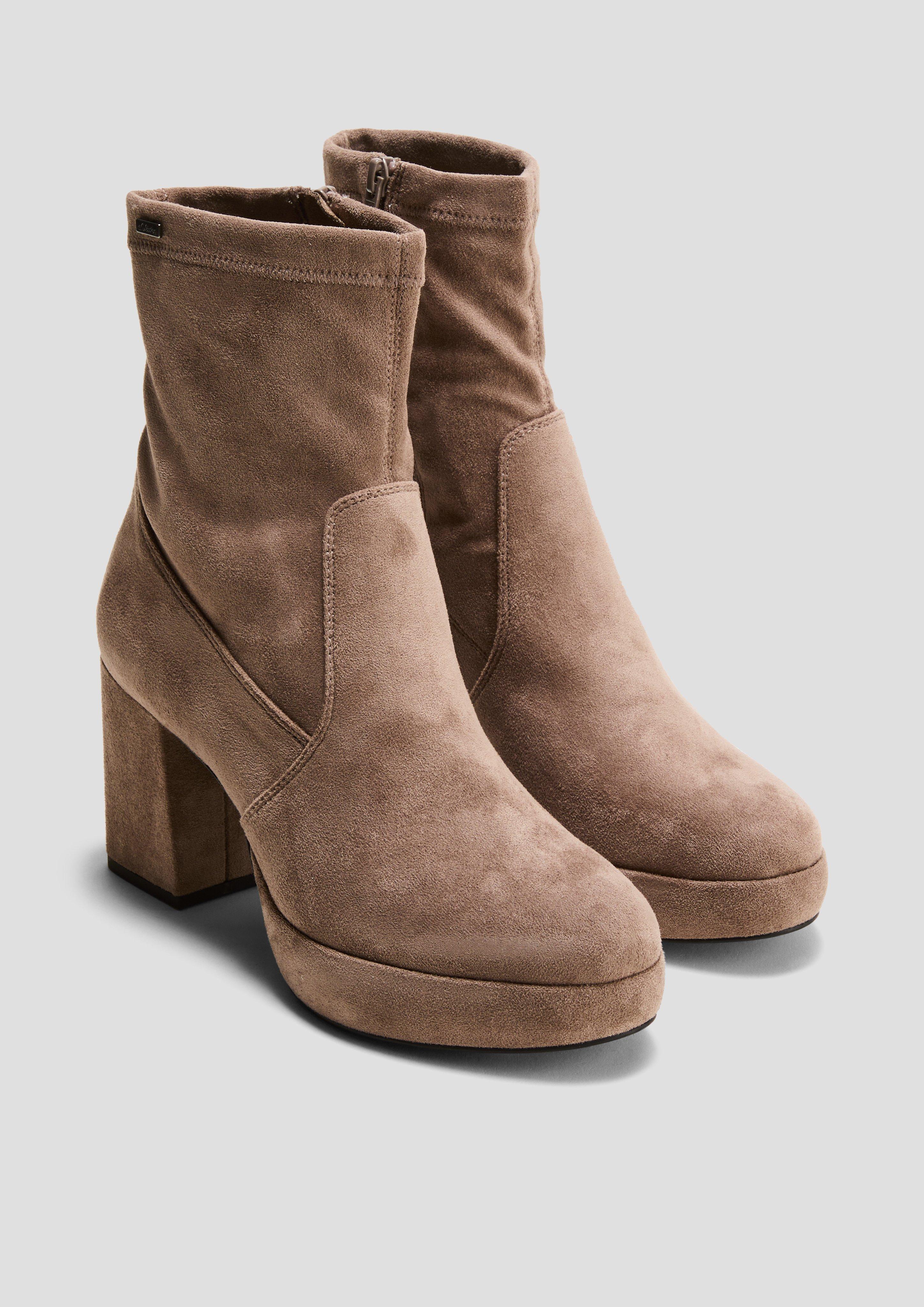 Stiefel mit Blockabsatz in Velorslederoptik  6008302-341