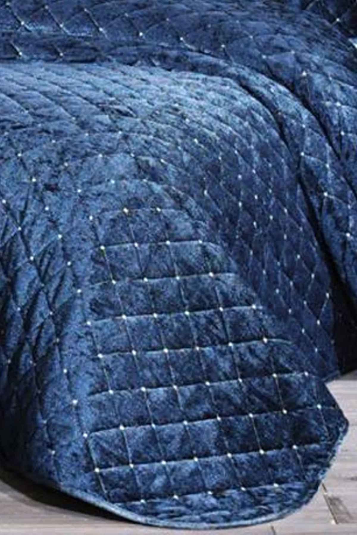 Çeyiz Diyarı  Dessert-Samt-Doppeltagesdecke in Marineblau
