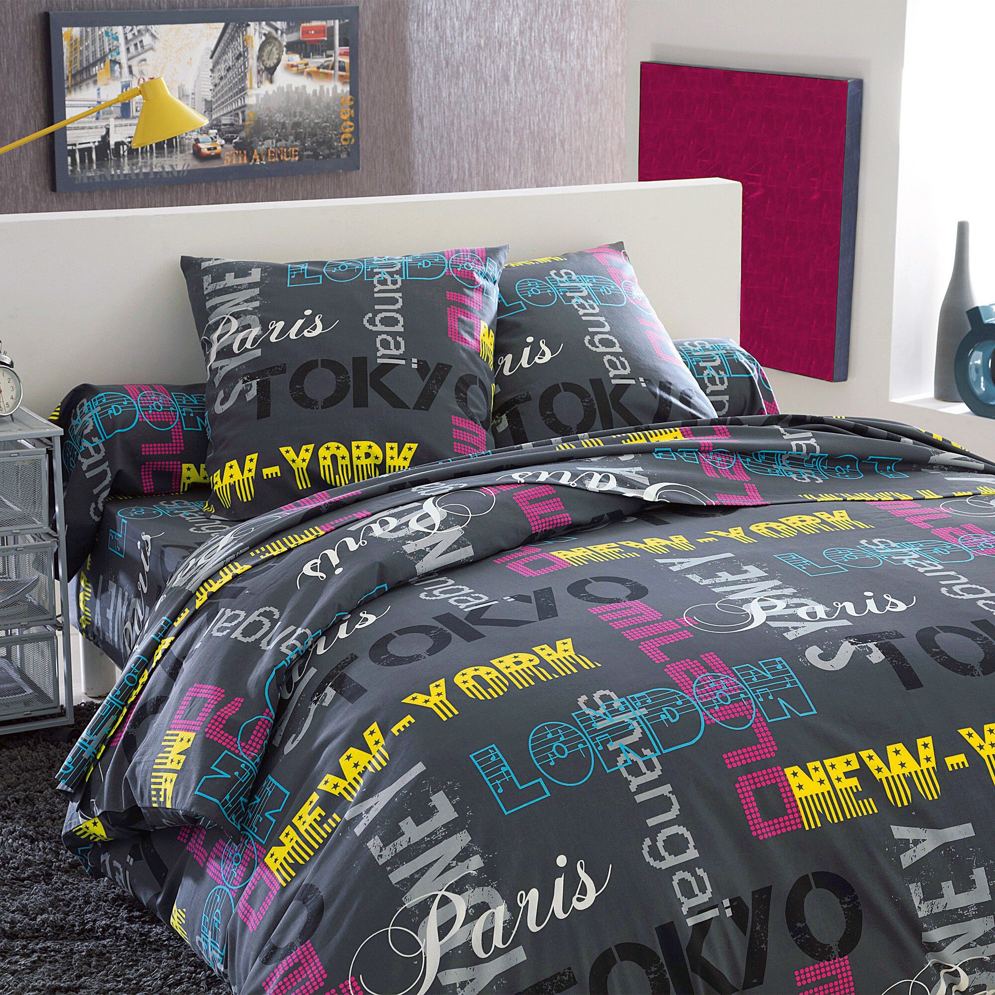 Couette coton imprimée Capitales 200g/m2
