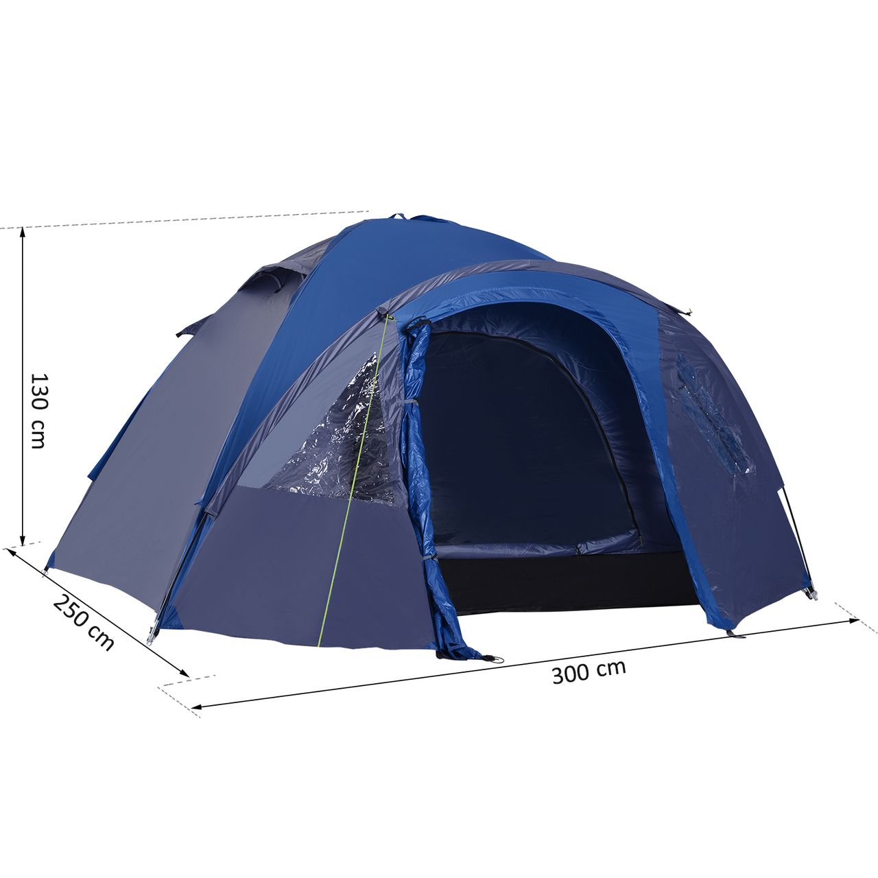 Outsunny Doppelwandzelt Kuppelzelt Outdoor Iglu Familienzelt für 4 Personen Blau 250 x 300 x 130 cm