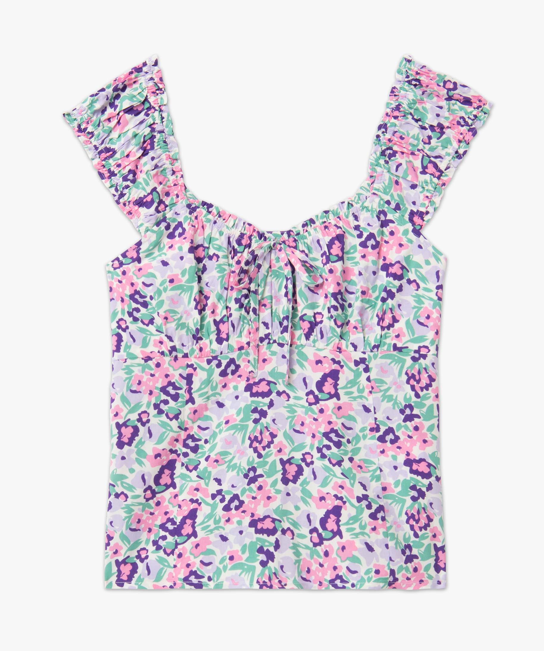 Blouse femme à larges bretelles smockées imprime | GEMO