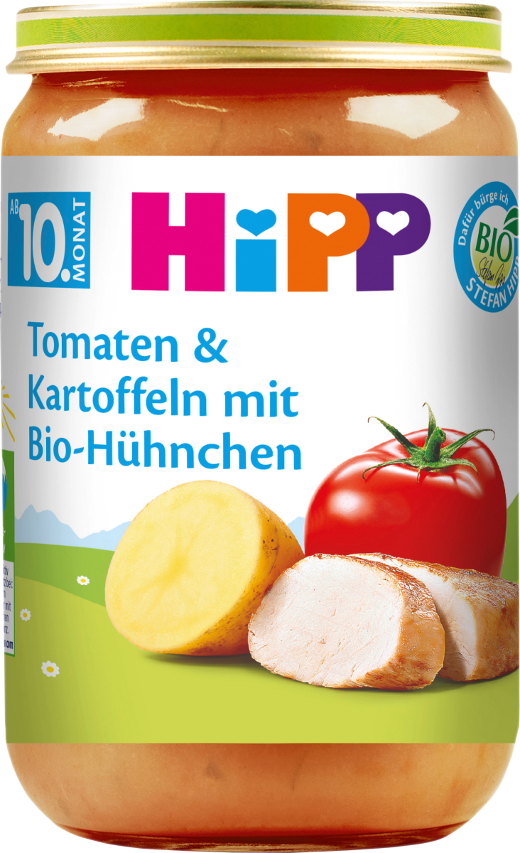 Menü Tomaten & Kartoffeln mit Bio-Hühnchen ab dem 10. Monat, 220 g