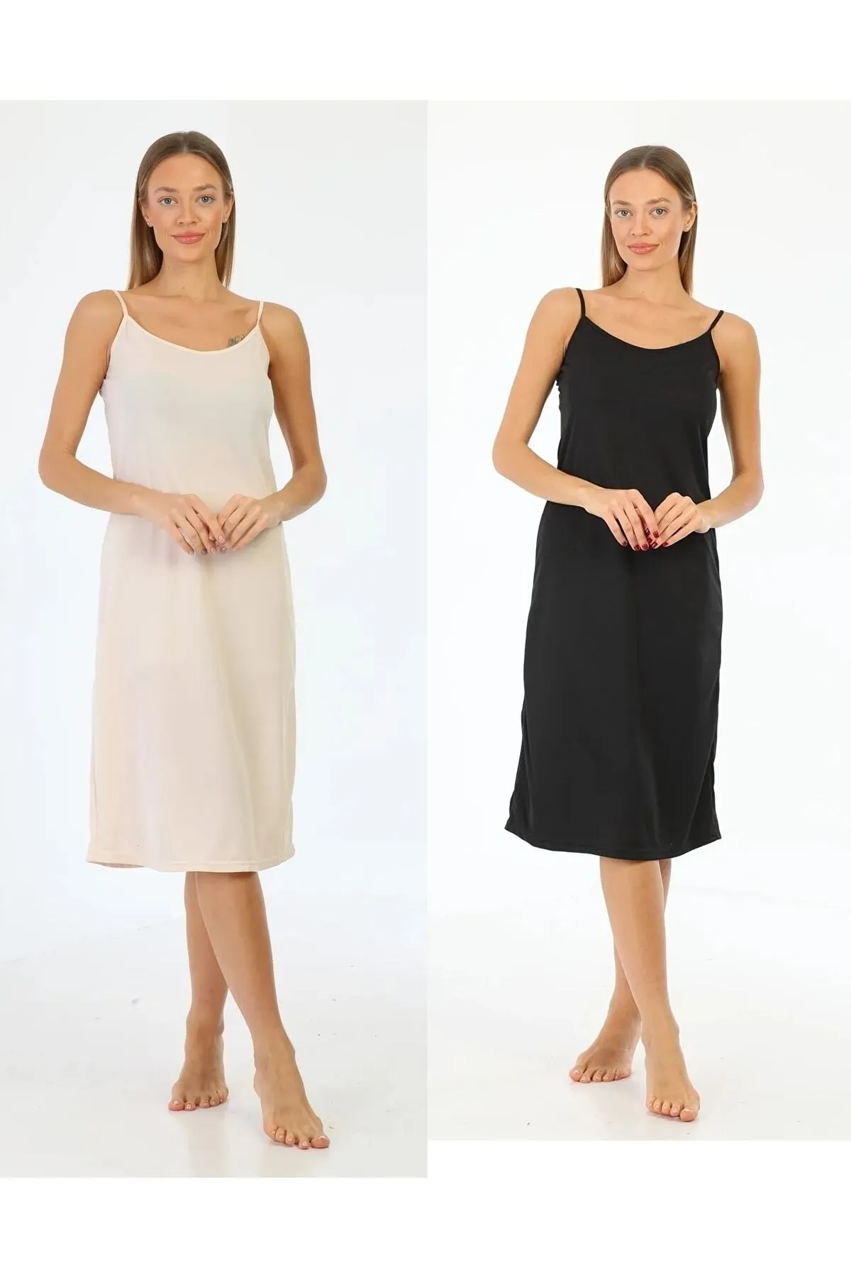 medipek  Tanga Kleid Futter Unterwäsche Unterrock Schwarz Beige 2er Set