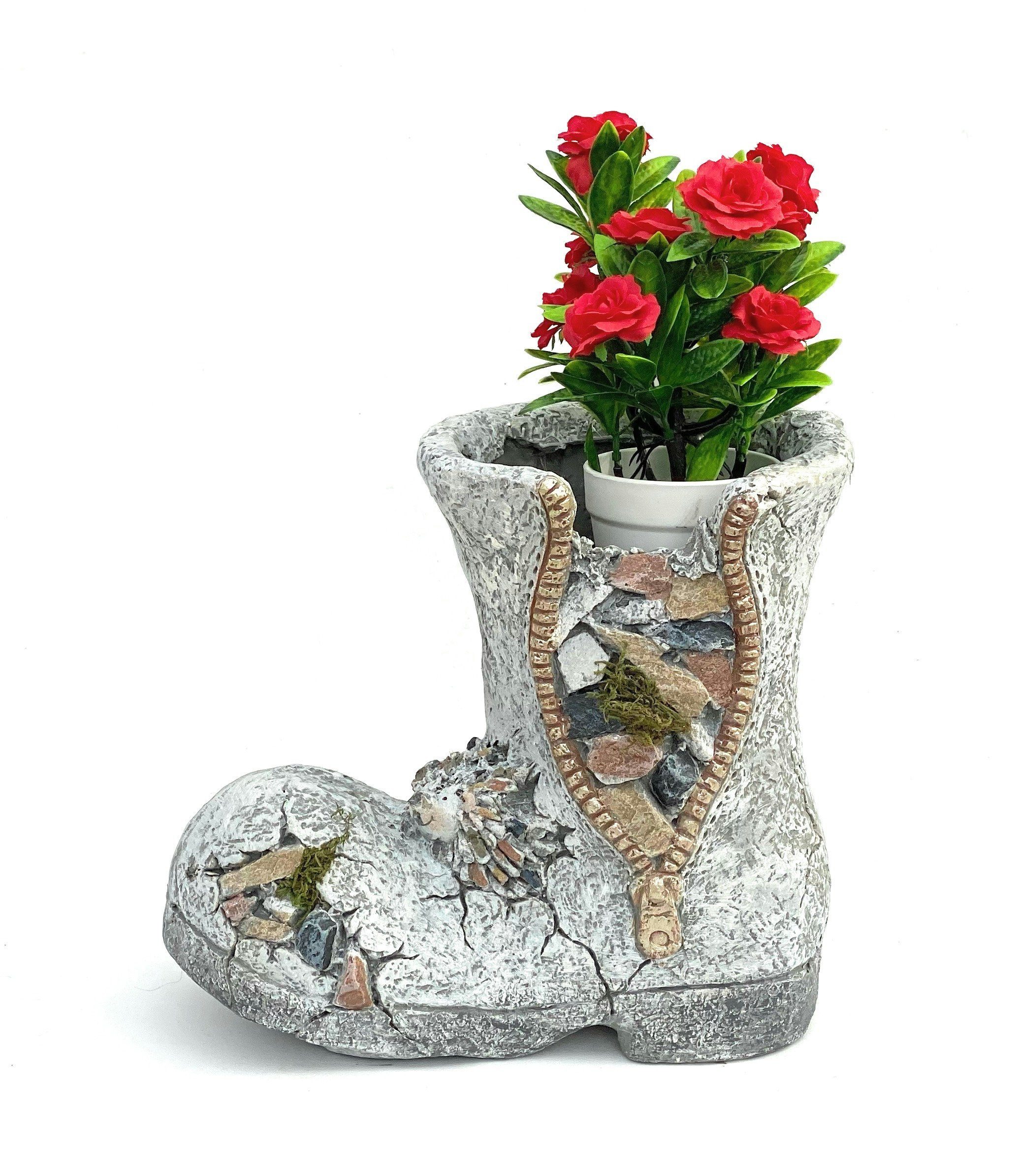 DanDiBo Übertopf Pflanztopf Stiefel aus Magnesia Blumentopf 32 cm wetterfest frostfest 715432 Pflanzgefäß Übertopf Kunststein Garten Gartendeko Dekofigur Gartendekofigur, für Blumen, Pflanzen & vieles mehr