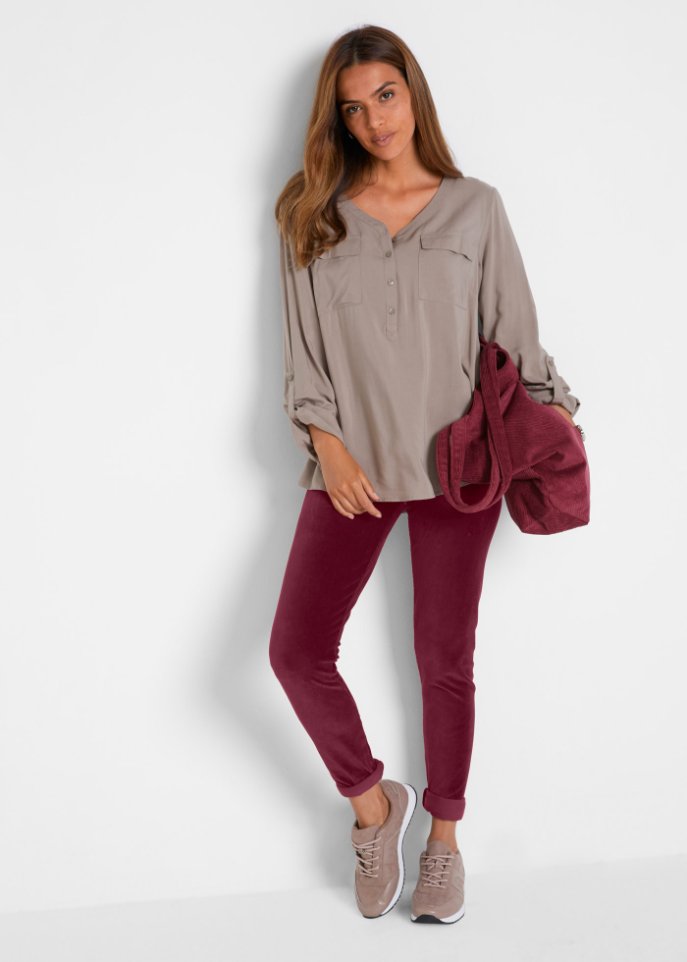 Feincord-Leggings mit breitem Komfortbund