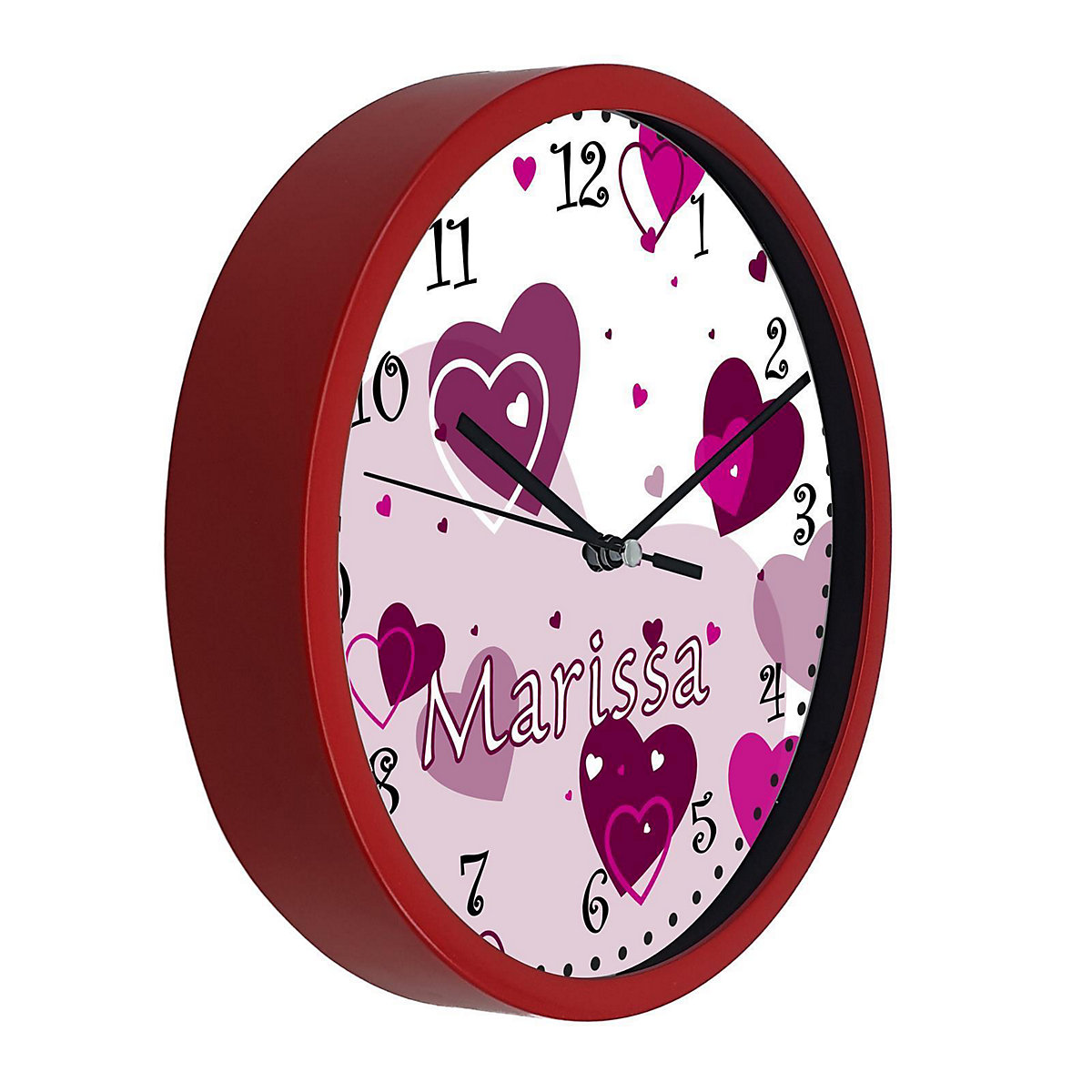 Kinder Wanduhr personalisiert mit Name Herz Brombeere