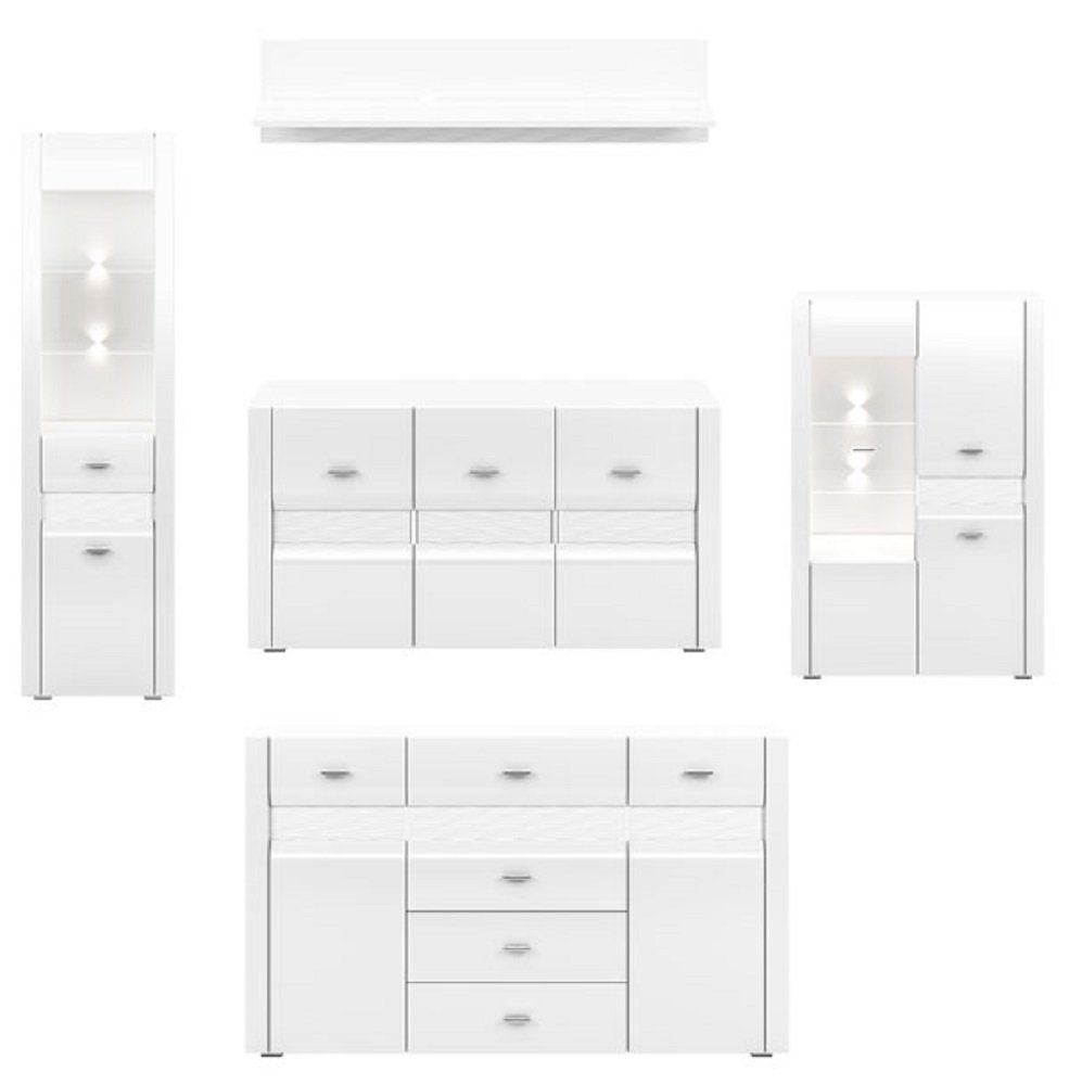 Feldmann-Wohnen Wohnwand ARKO, (Set), 2 Sideboards + 2 Vitrinen + 1 Wandregal