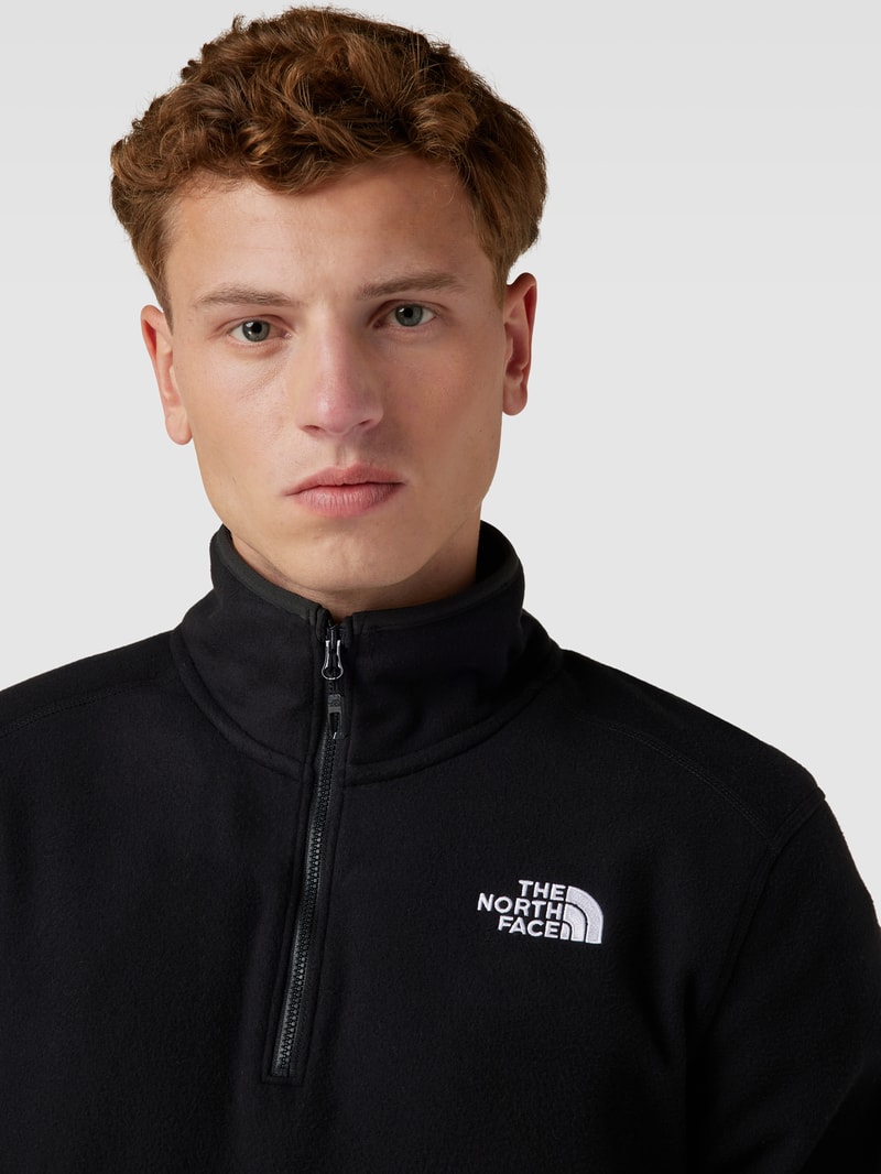 Fleecepullover mit Troyer-Kragen Modell '100 GLACIER' in schwarz