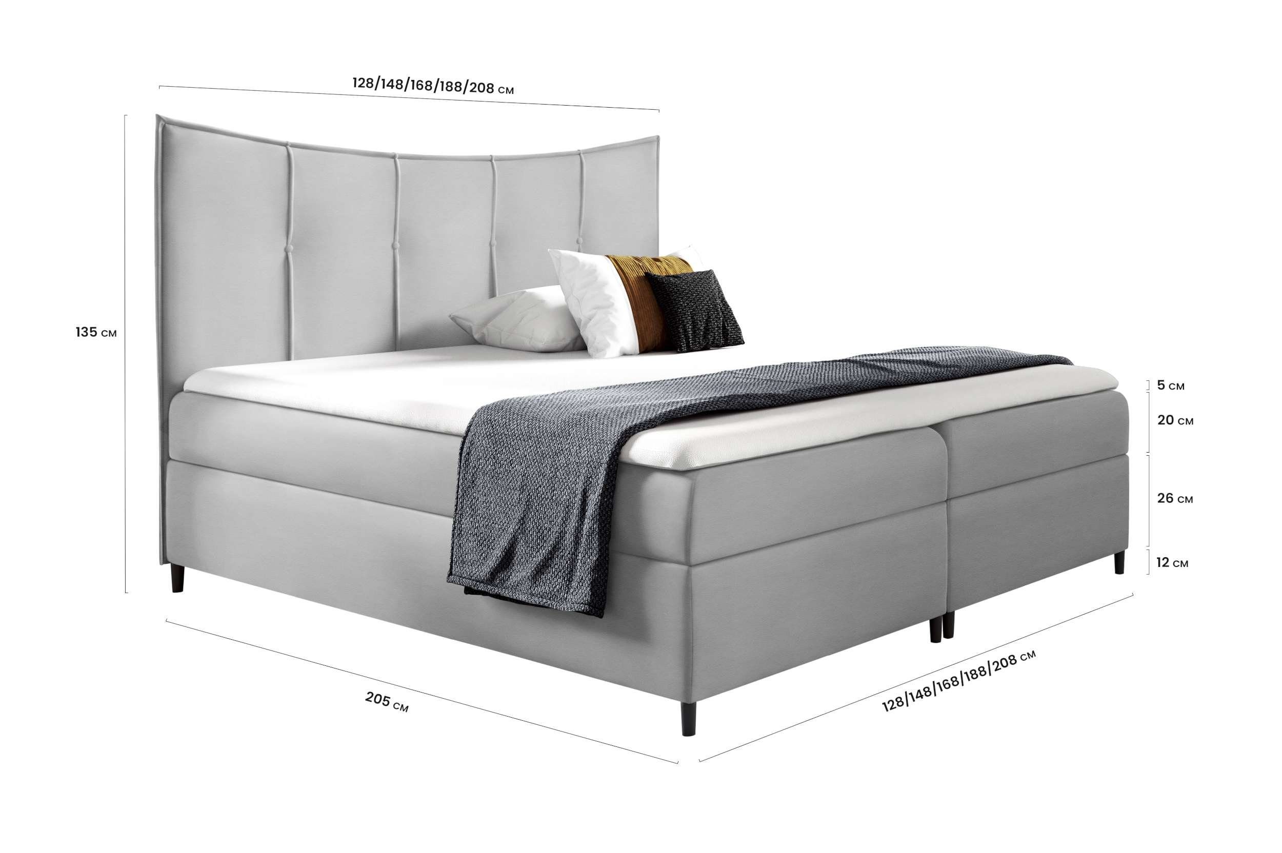 Stylefy Boxspringbett Trento (Schlafzimmerbett, Bett), 120/140/160/180/200x200, Bonellfederkern Matratze, Topper, Bettkasten