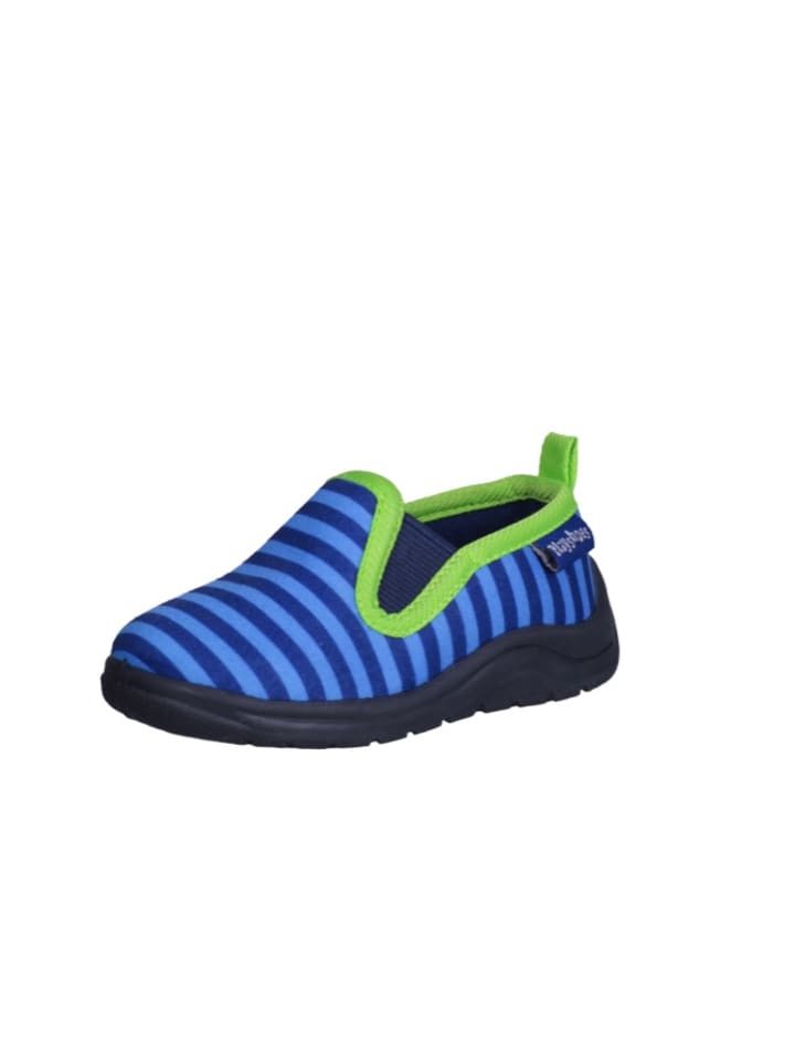 Playshoes Hausschuh Ringel in Blau/Grün günstig kaufen