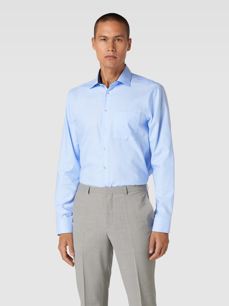 Regular Fit Business-Hemd mit Brusttasche in bleu