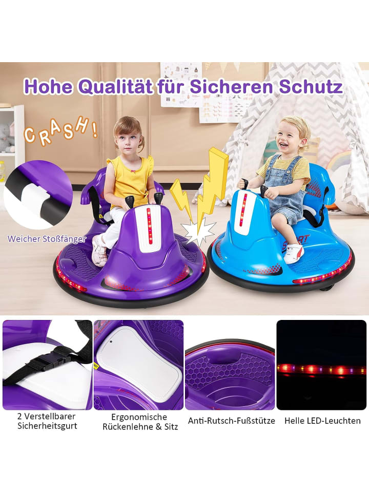 COSTWAY 6V Aufsitz Autoscooter LED in Lila günstig kaufen 66 cm