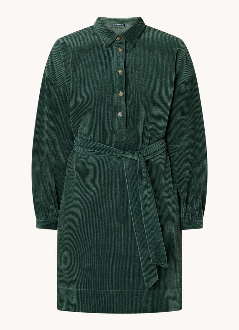 Robe-blouse courte en velours côtelé River Woods avec ceinture à nouer et poches latérales