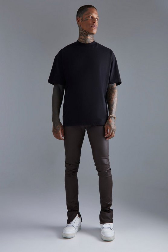 Beschichtete Skinny Jeans mit Reißverschluss