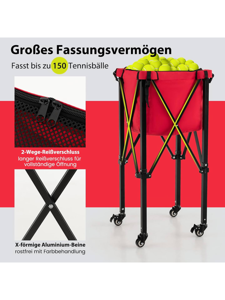 COSTWAY Tennisballwagen in Rot günstig kaufen onesize