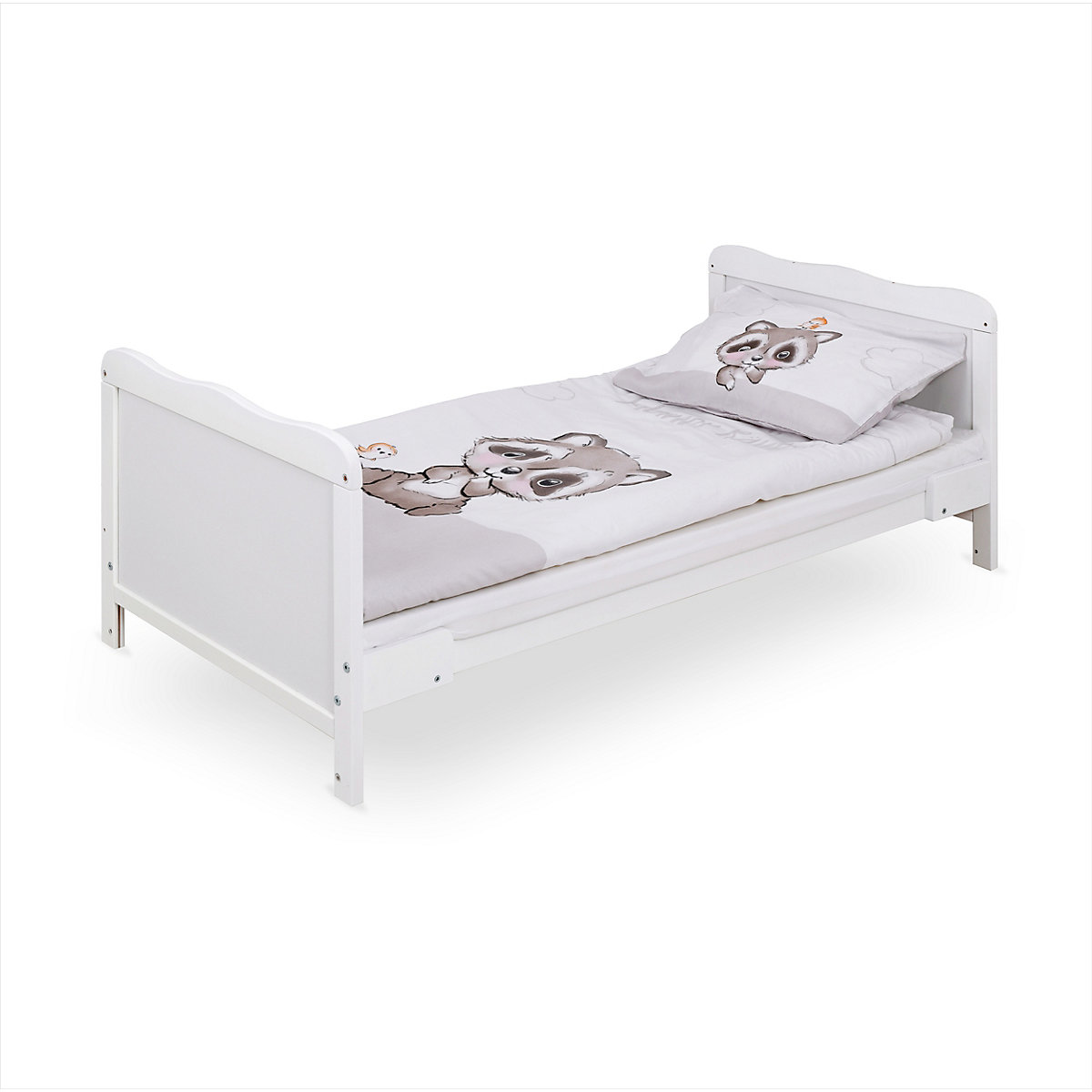 Komplettbett 70 x 140 cm, kleiner Räuber, Kiefer weiß