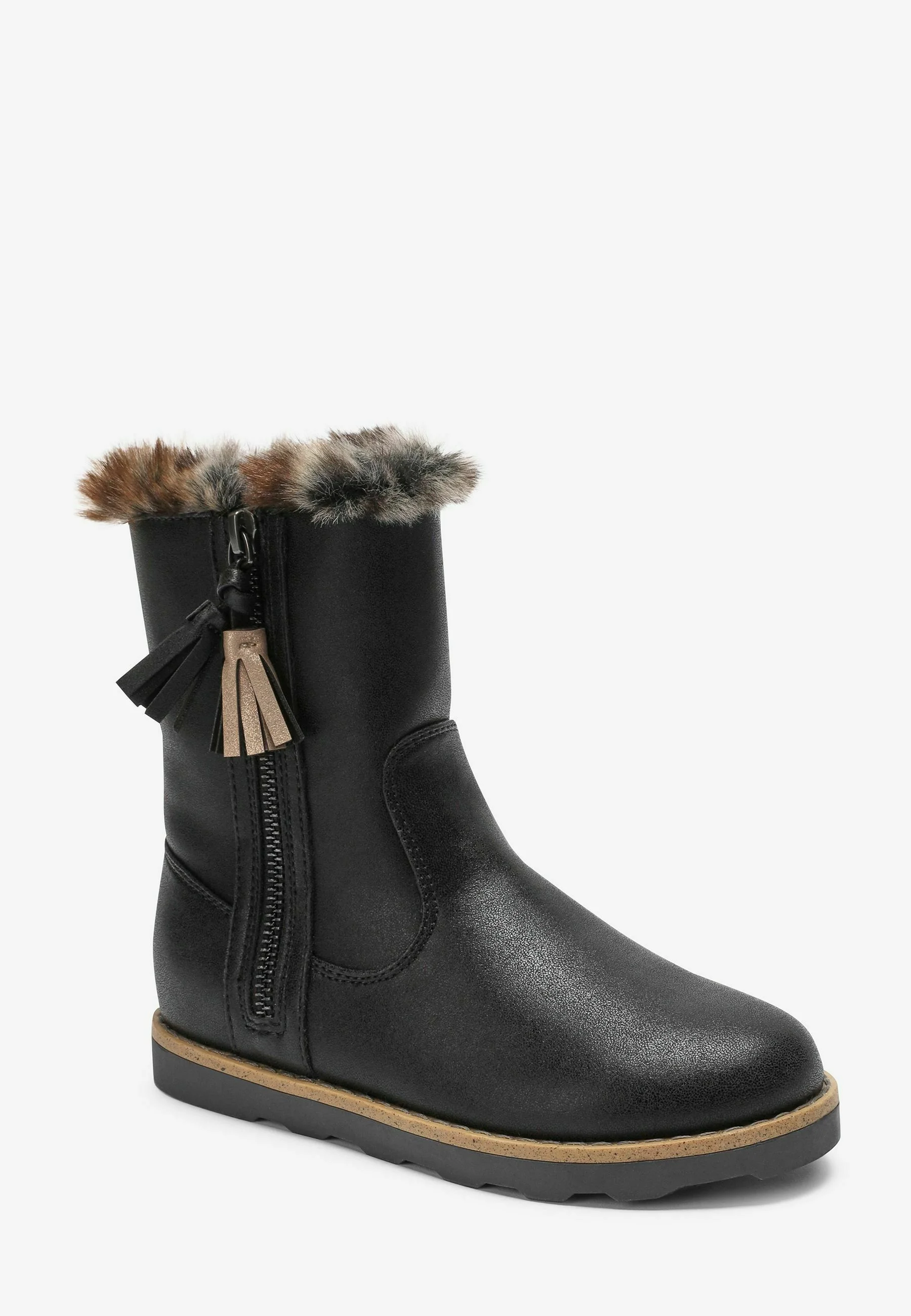 Botas de nieve cálidas con cremallera y forro de piel sintética (F)