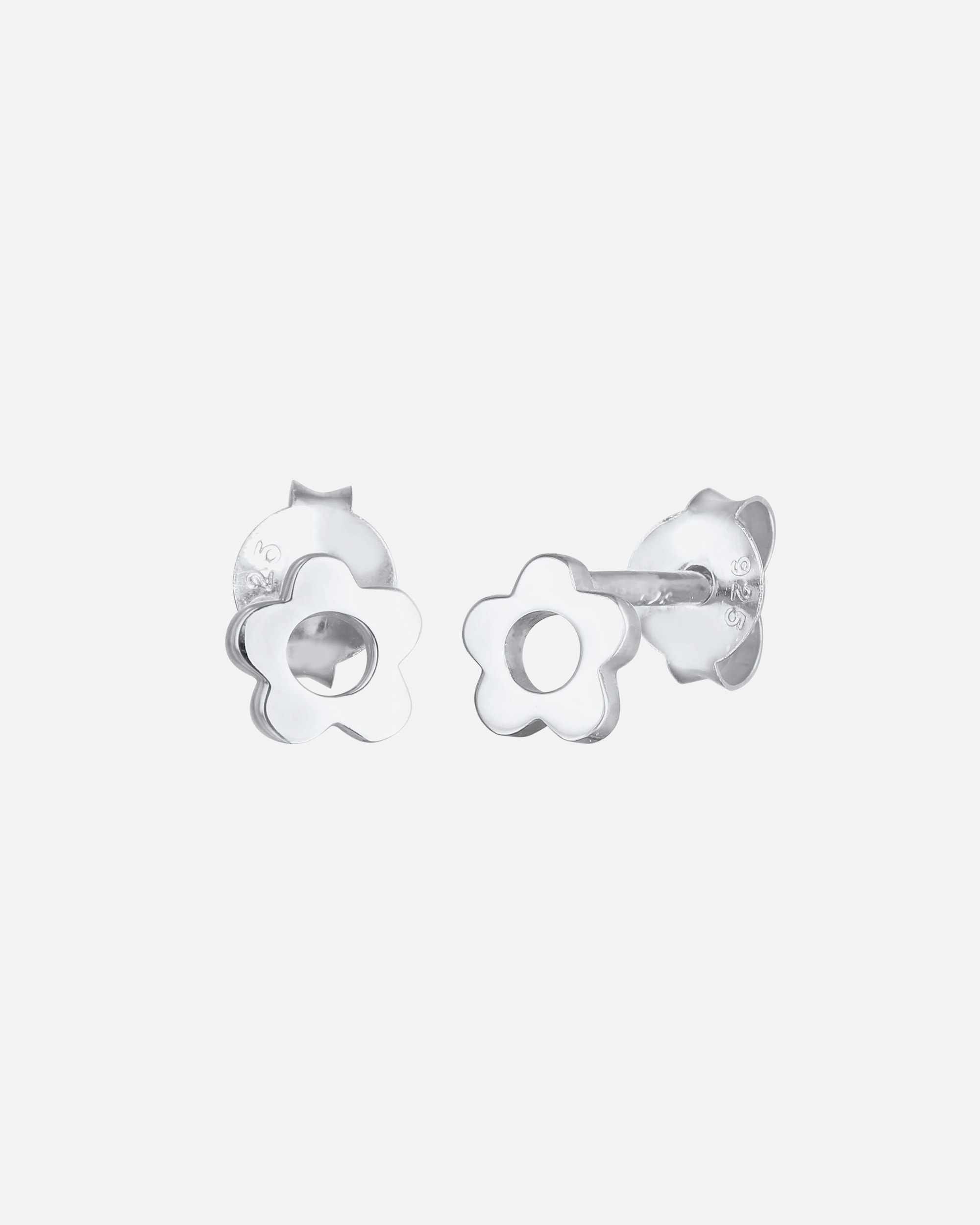 Pendientes de botón Elli para niños, de plata de ley 925 con diseño de flor.