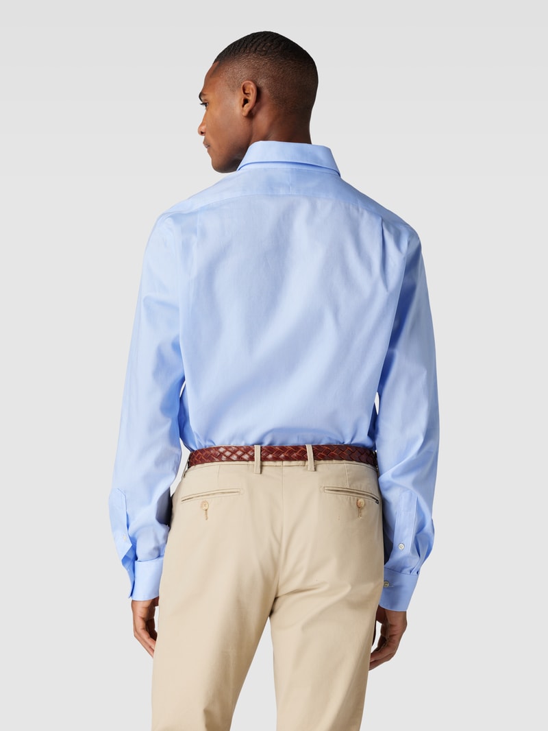 Slim Fit Business-Hemd mit Logo-Stitching in bleu