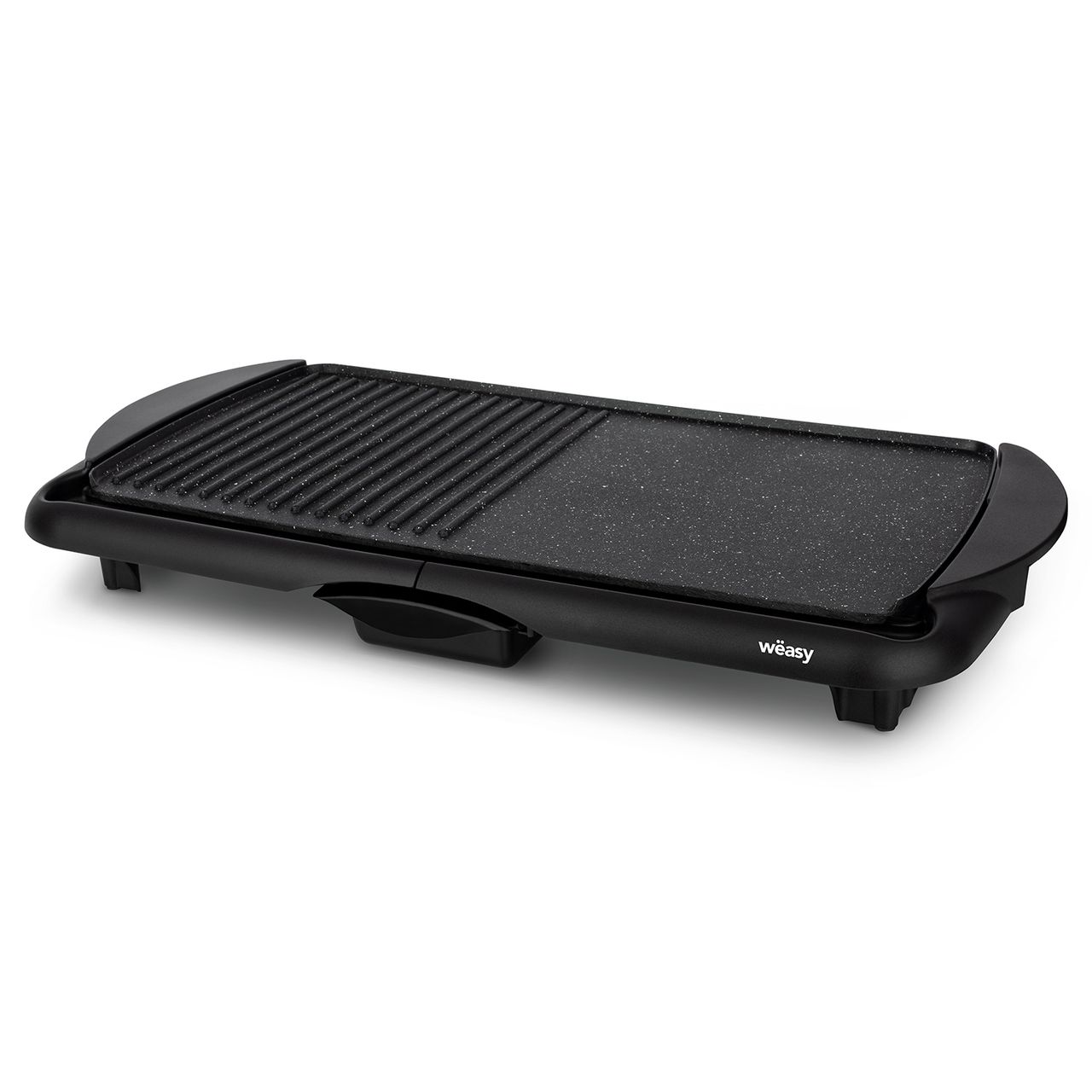 Weasy Wëasy STO52 Elektro-Grillplatte, Antihaft-Tischplatte, Teppanyaki-Grillplatte, Grillfläche 52 x 27 cm, regelbares Thermostat und Auffangschale, 2000 W