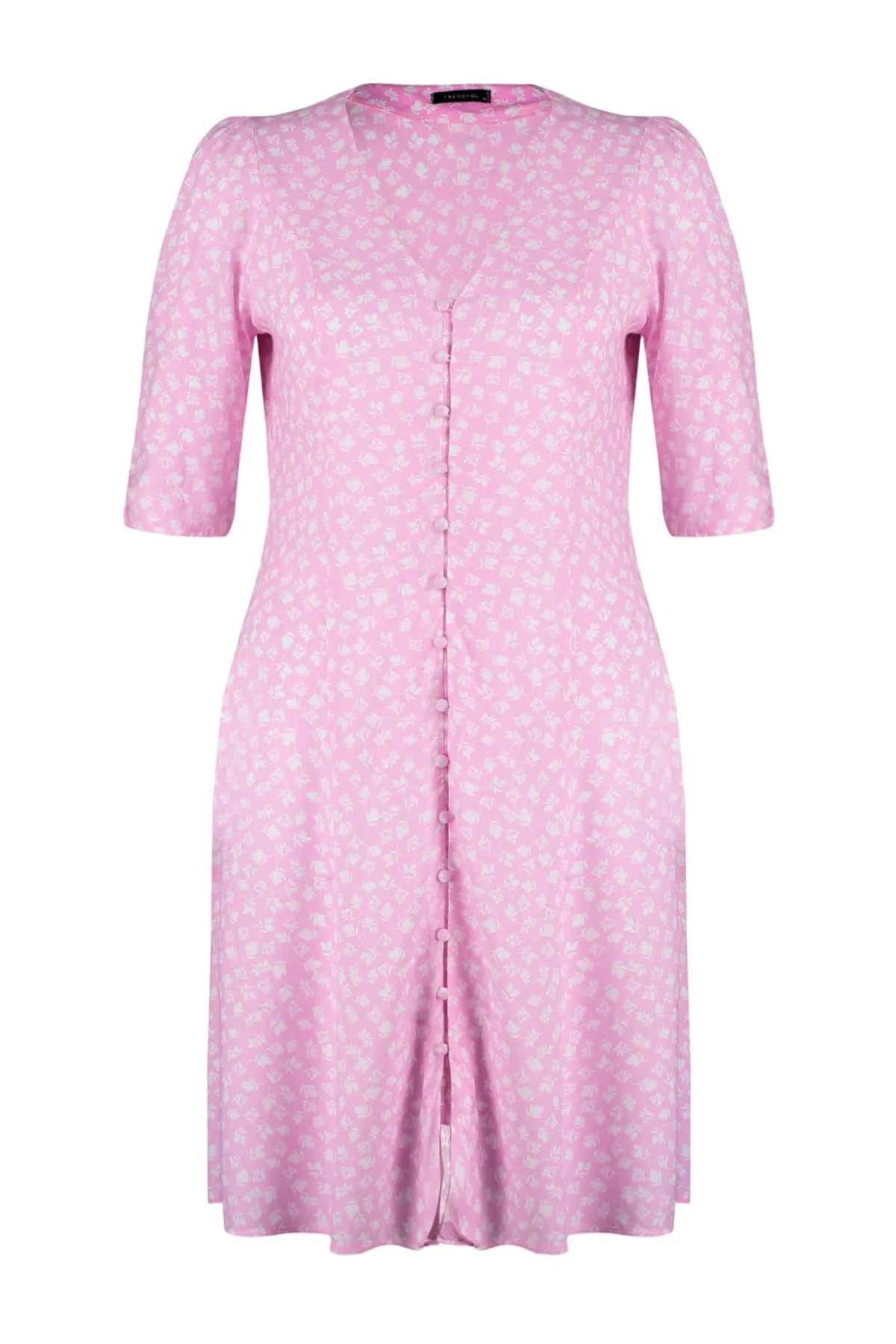 Trendyol Curve  Rosa gewebtes Kleid mit Blumenmuster TBBSS23AH00102