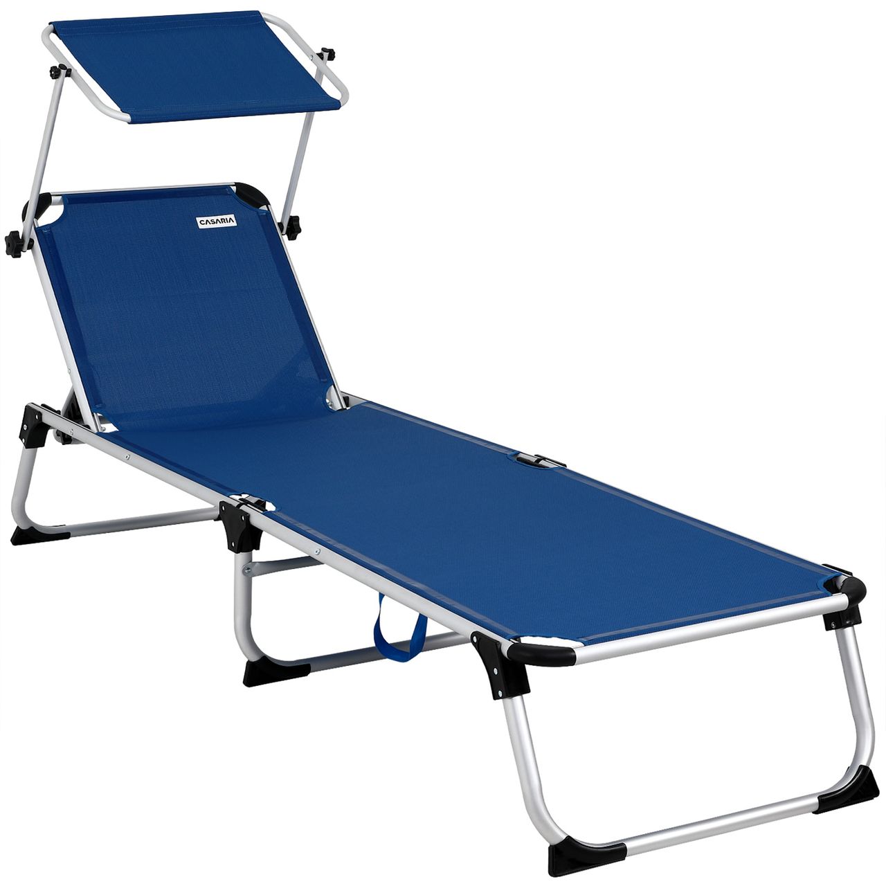 Casaria Sonnenliege Malta Blau Alu mit Sonnendach