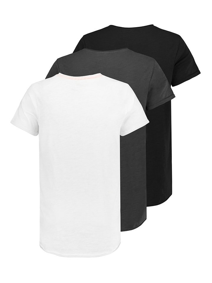 Authentic Style 3er-Set: Shirts in Schwarz/ Anthrazit/ Weiß günstig kaufen