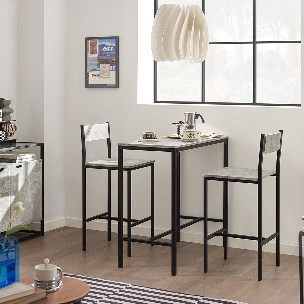 SoBuy Bartisch OGT03, Bartisch Set 3-teilig Esstisch Bistrotisch Balkonmöbel Bistromöbel