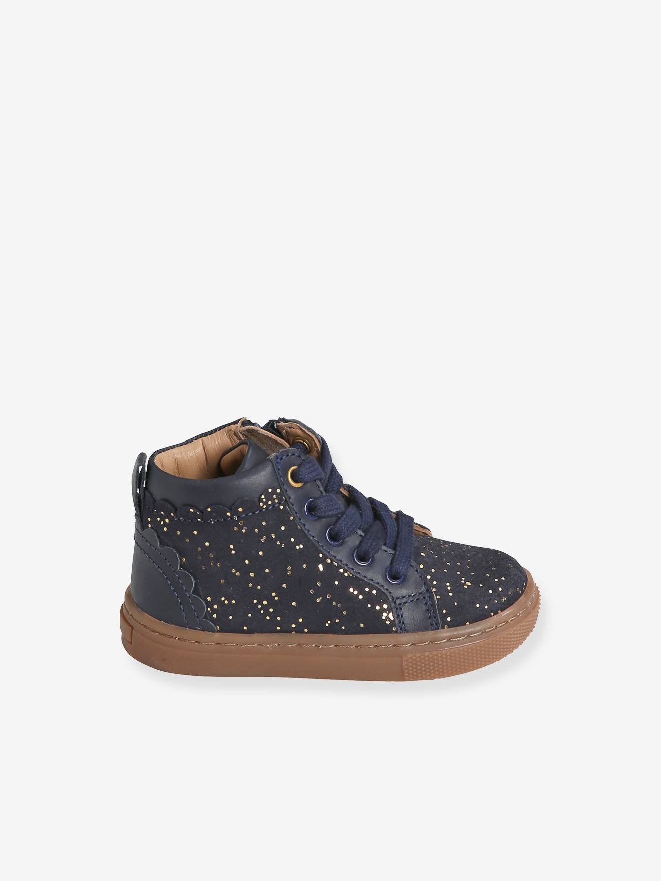 Vertbaudet Hohe Mädchen Baby Sneakers mit Schnürung - marine
