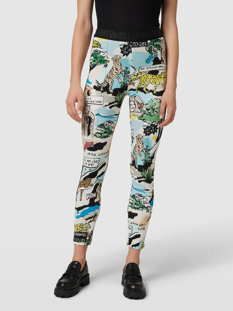 Hose mit Allover-Print in petrol