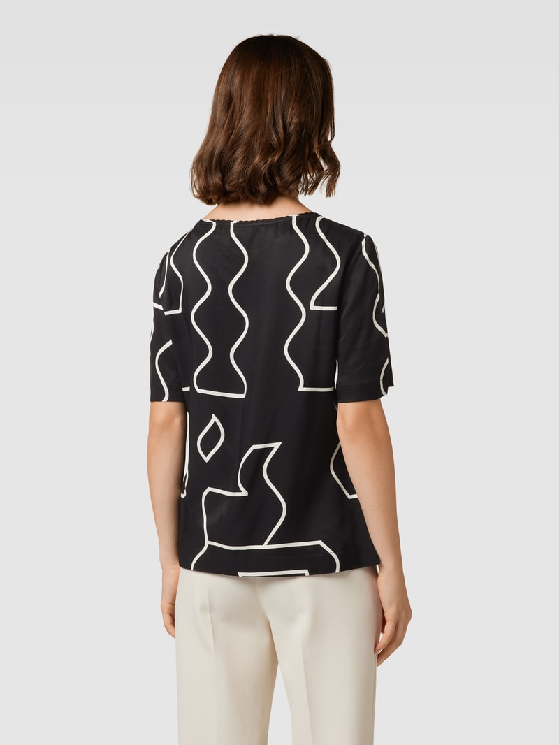 Blusenshirt aus Viskose mit Allover-Muster in schwarz