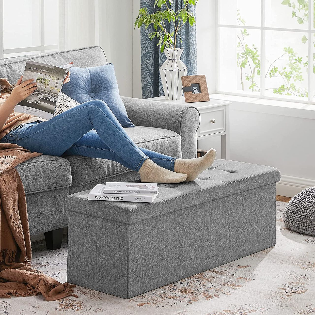 Songmics Sitzbank mit , 120 L, 110 x 38 x 38 cm