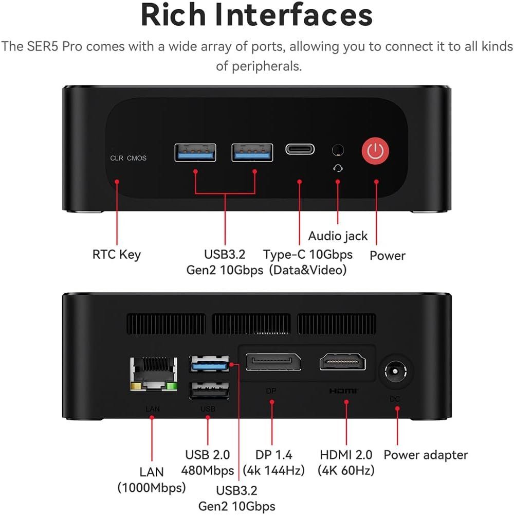 Beelink Ryzen 7 Business mit Windows 11 Computer Mini Pc Office HomeOffice Pc Mini-PC (AMD Ryzen 7 5700U, Radeon Graphics, 32 GB RAM, 1000 GB SSD, Luftkühlung, 2 Monitor Anschlüsse,Multimedia Workstation,AMD,Business,Angebot)