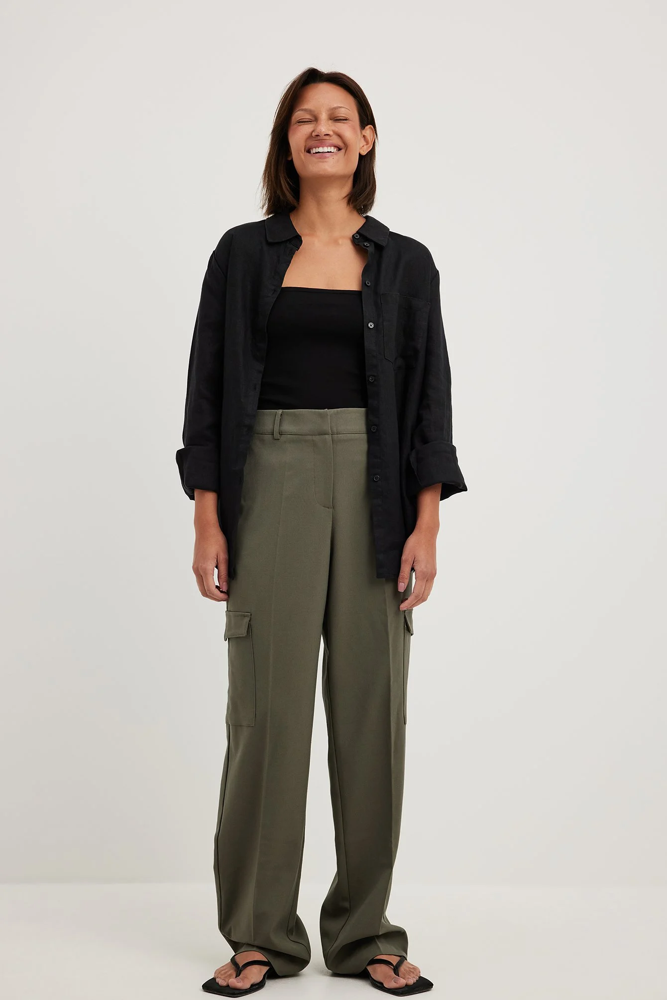 Cargo-Anzughose mit mittelhoher Taille