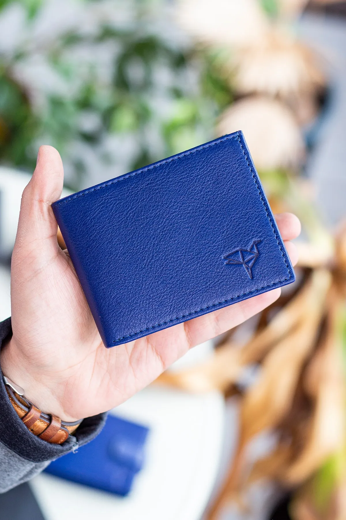 Garbalia  Jackson Dunkelblaue Geldbörse aus echtem Leder mit RFID-Schutz und Münzfach